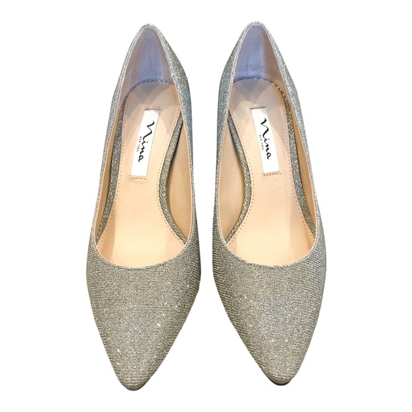 NINA Women's Nina60 Pointy Toe Dress Pumps in Steel Luna Shine - Size 8 W - Picture 4 of 7